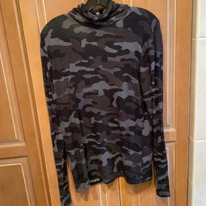 Express Black and Gray Camo Turtleneck Top